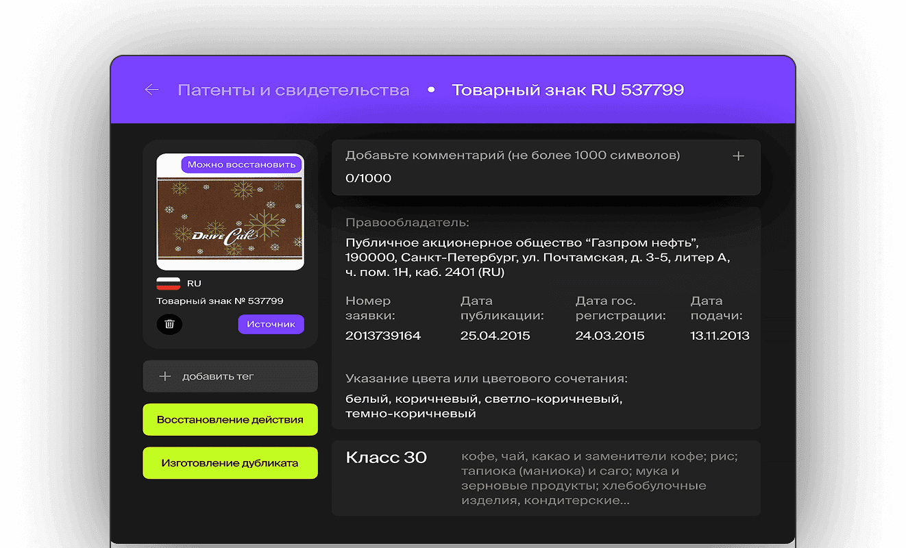 Систематизация
данных о портфеле