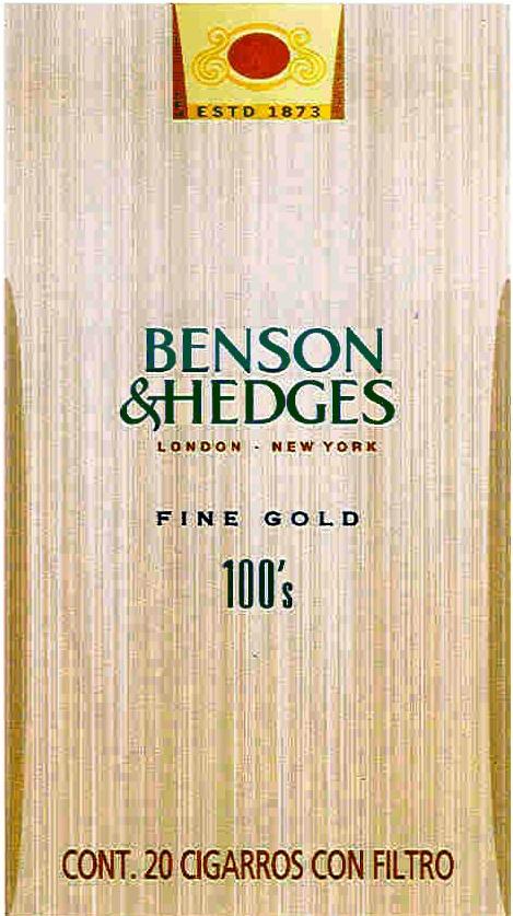 B&H BENSON & HEDGES LONDON NEW YORK FINE GOLD ESTD 1873